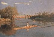 Thomas Eakins max schmitt in a single scull oil painting